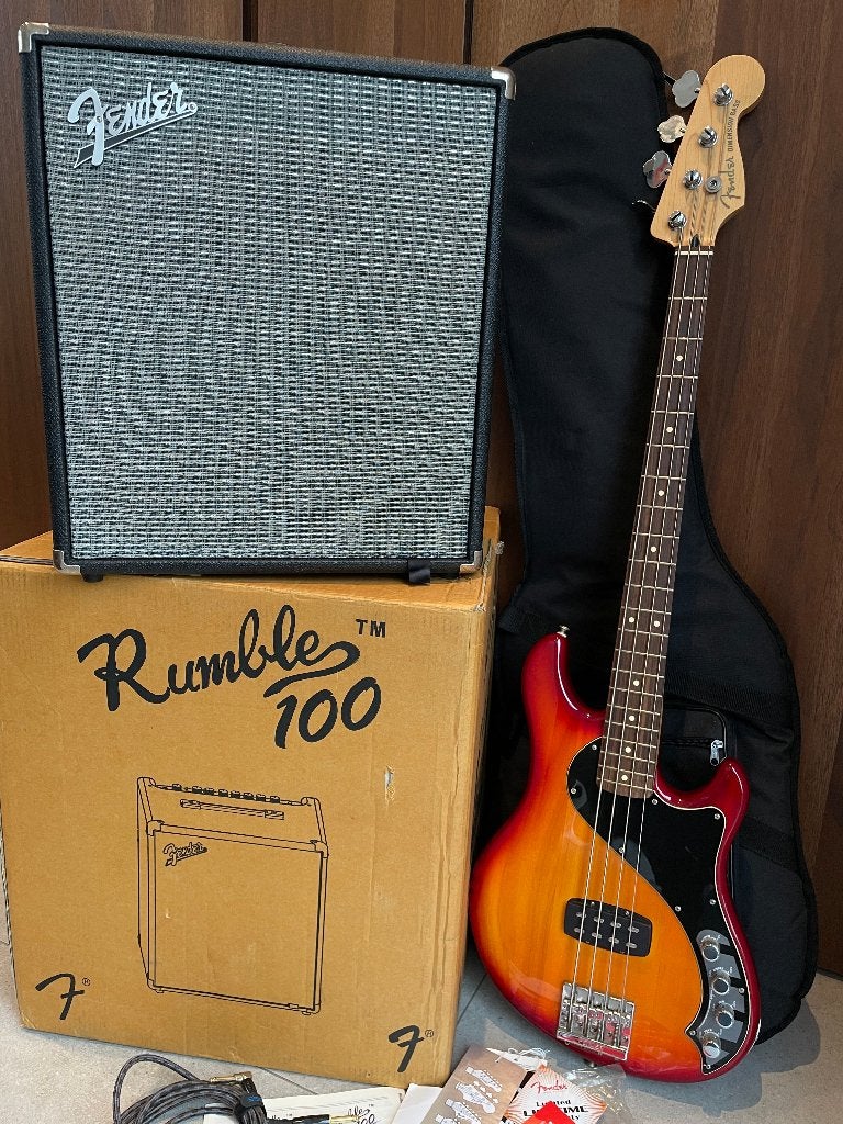 Fender Dimension Bass + Fender Rumble 100 versterker, Muziek en Instrumenten, Versterkers | Bas en Gitaar, Ophalen, Zo goed als nieuw