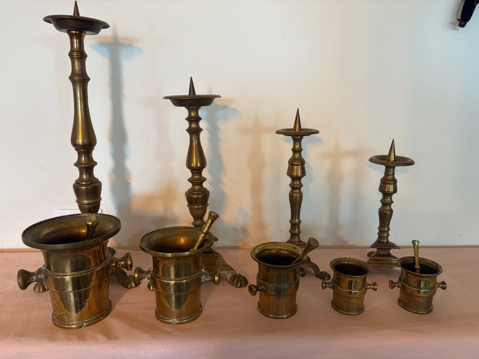 Mooie verzameling vintage messing en bronzen decoratiestuk, Antiek en Kunst, Antiek | Kandelaars, Ophalen