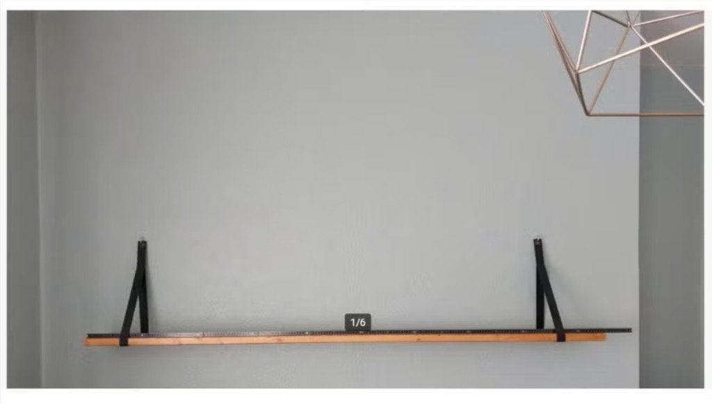Étagère avec support cuir 189cm très décorative, Bois, Comme neuf, Enlèvement, Étagère