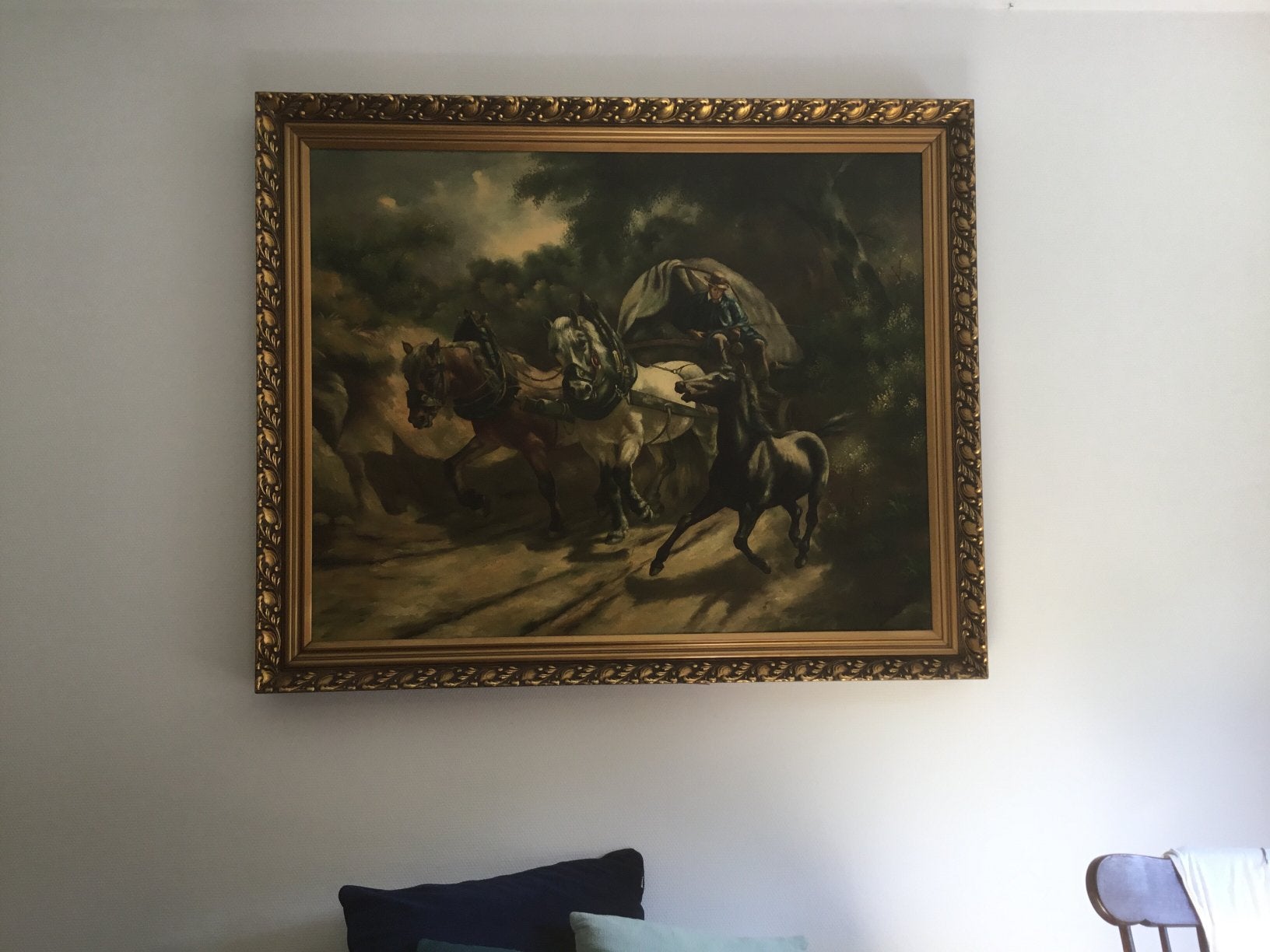 Schilderij met gouden kader, Antiek en Kunst, Ophalen