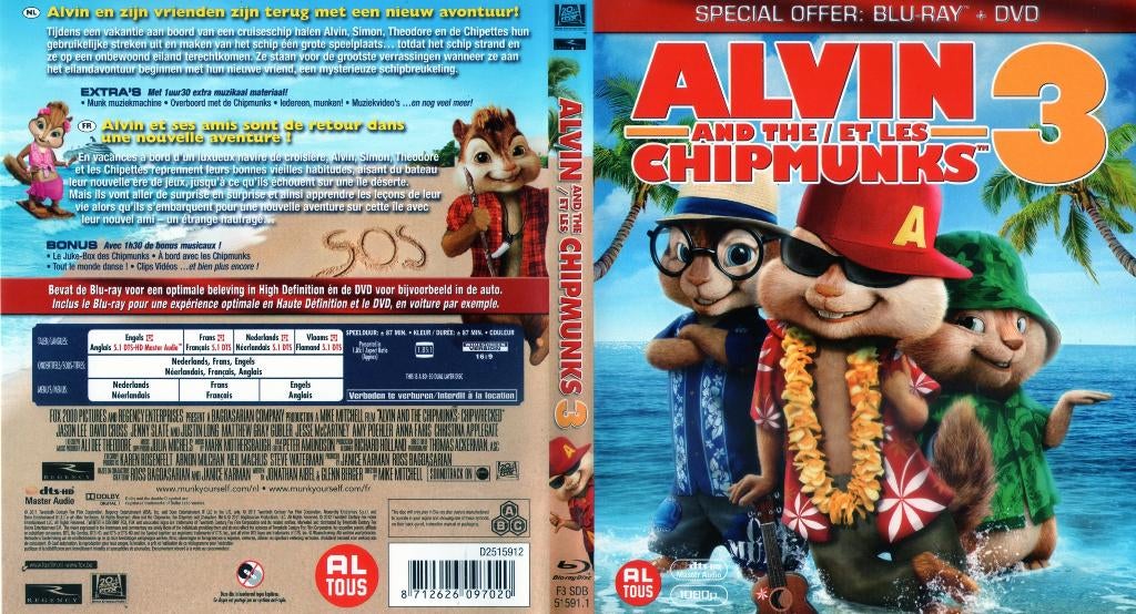 alvin & les chipmunks 3 (blu-ray) neuf, CD & DVD, Blu-ray, Comme neuf, Autres genres, Enlèvement ou Envoi