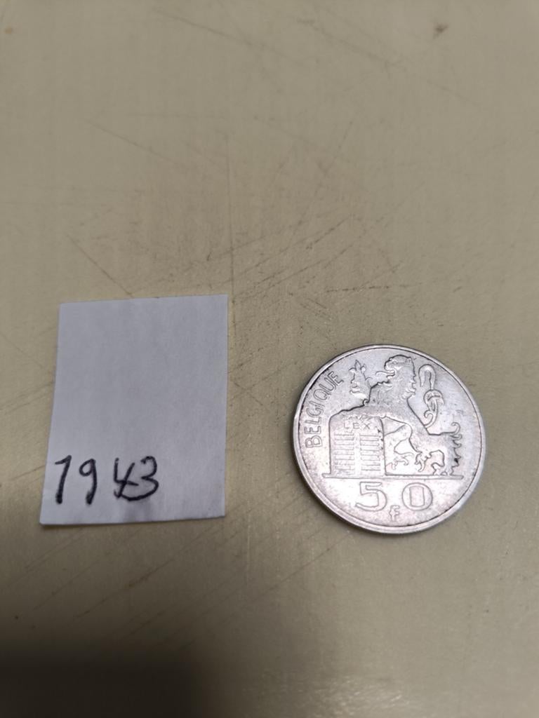 Zilver munt 5 frank Boudewijn 1943, Ophalen, Zilver, Zilver