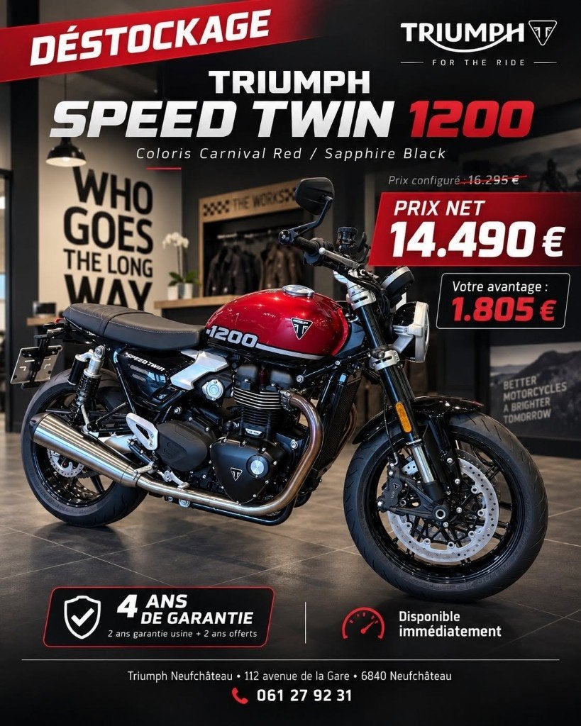 TRIUMPH SPEED TWIN 1200, Motoren, 2 cilinders, Motorrijbewijs A, Bedrijf, Meer dan 35 kW