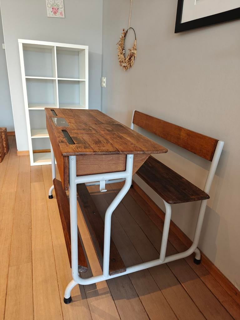 Mooie, gerenoveerde, grote, oude schoolbank, Huis en Inrichting, Ophalen