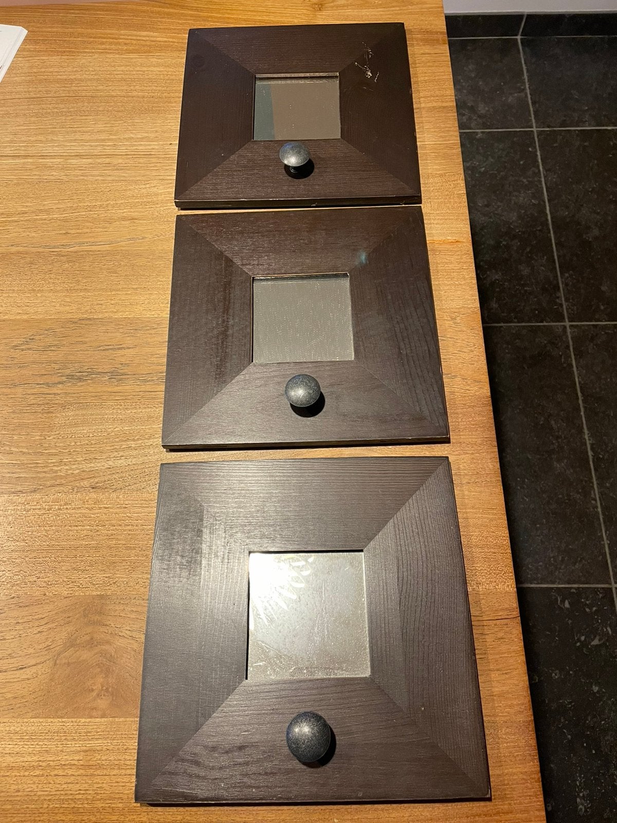 3 spiegels Malma van Ikea met haakje, Minder dan 50 cm, Gebruikt, Vierkant, Ophalen of Verzenden