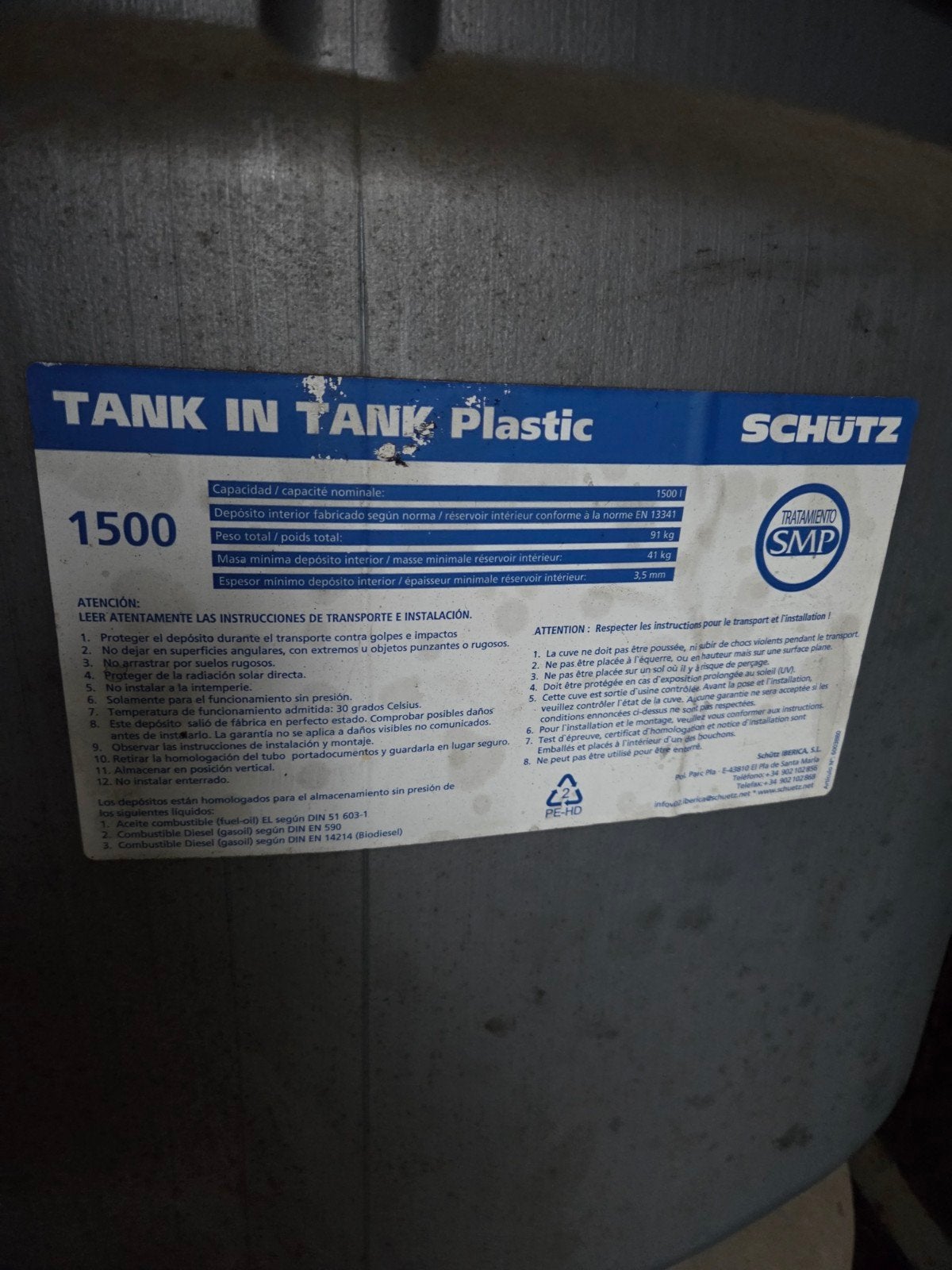 Dubbelwandige tank bovengronds, Ophalen