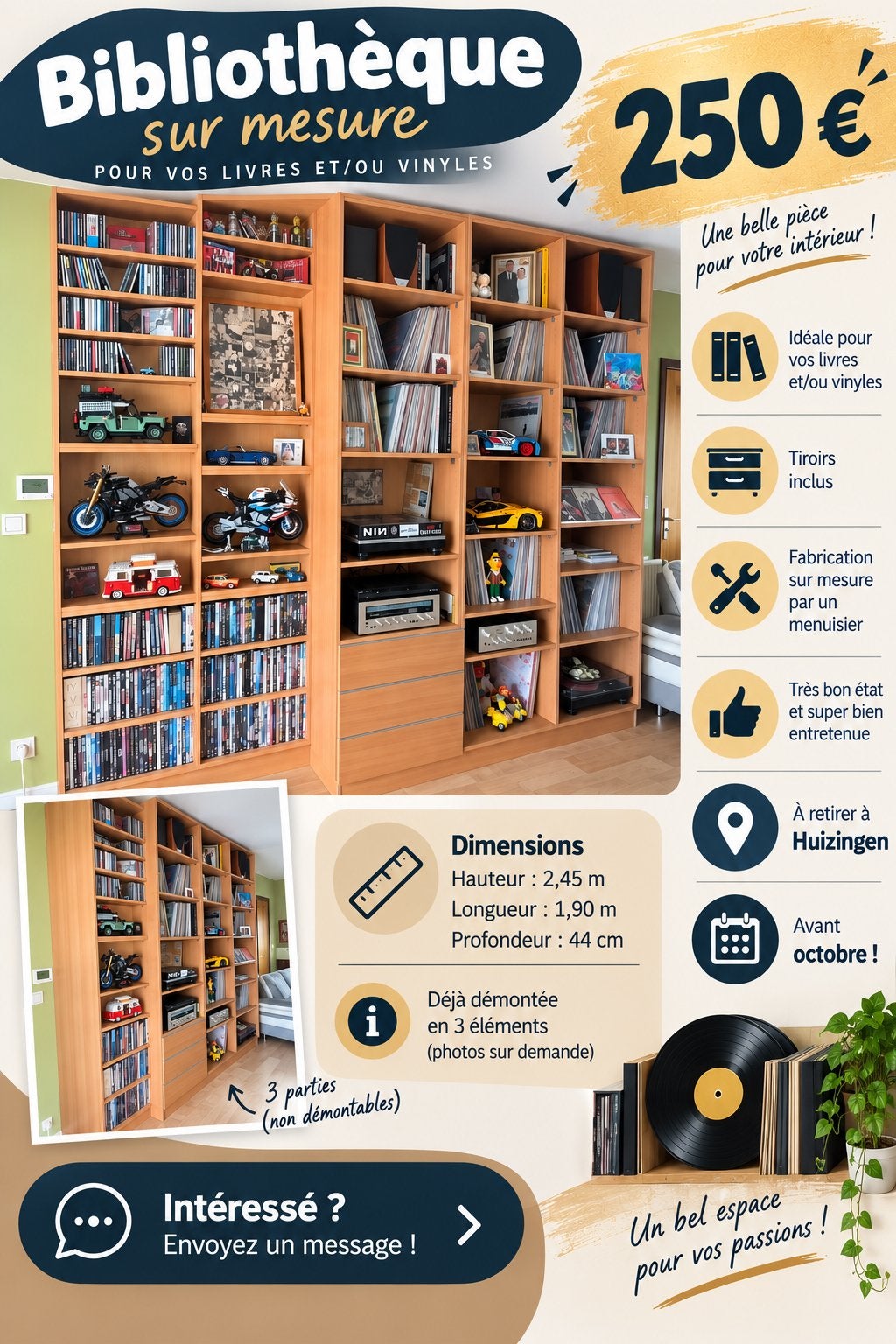 Bibliotheque - armoire - tres bien entretenue, Enlèvement, Comme neuf