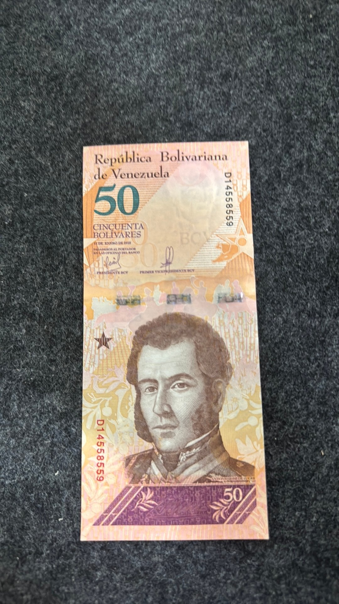 50 bolivares Venezuela UNC, Postzegels en Munten, Bankbiljetten | Amerika, Verzenden