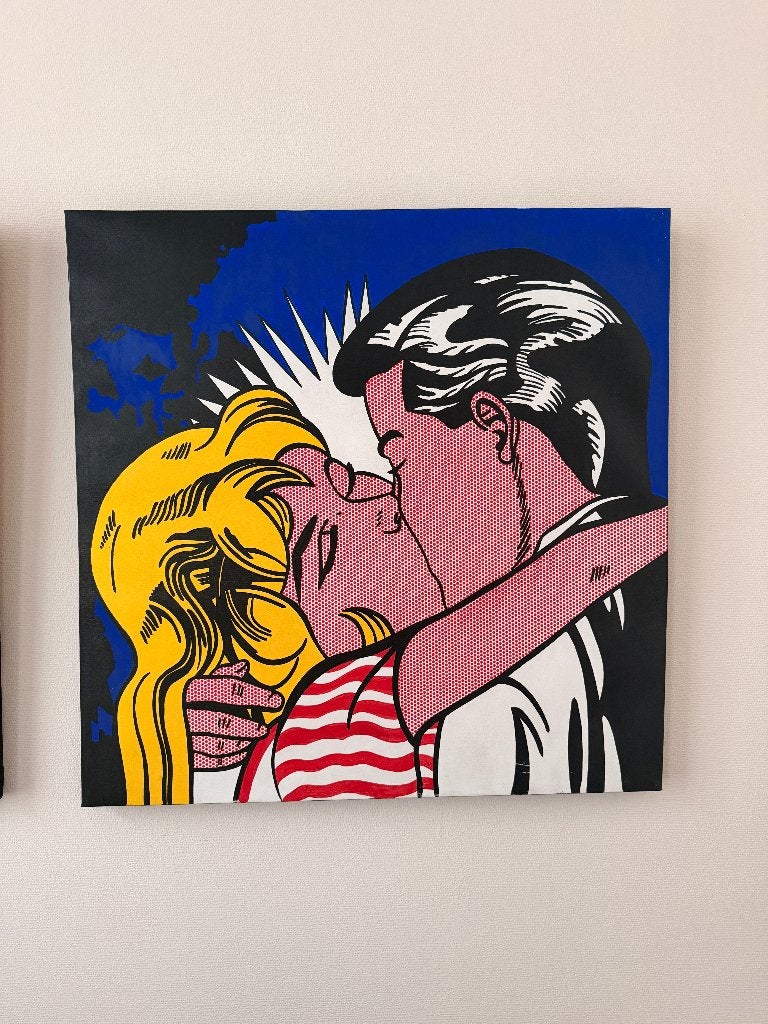 2 Pop Art/Roy Liechtenstein schilderijen 90x90, Antiquités & Art, Art | Peinture | Moderne, Enlèvement