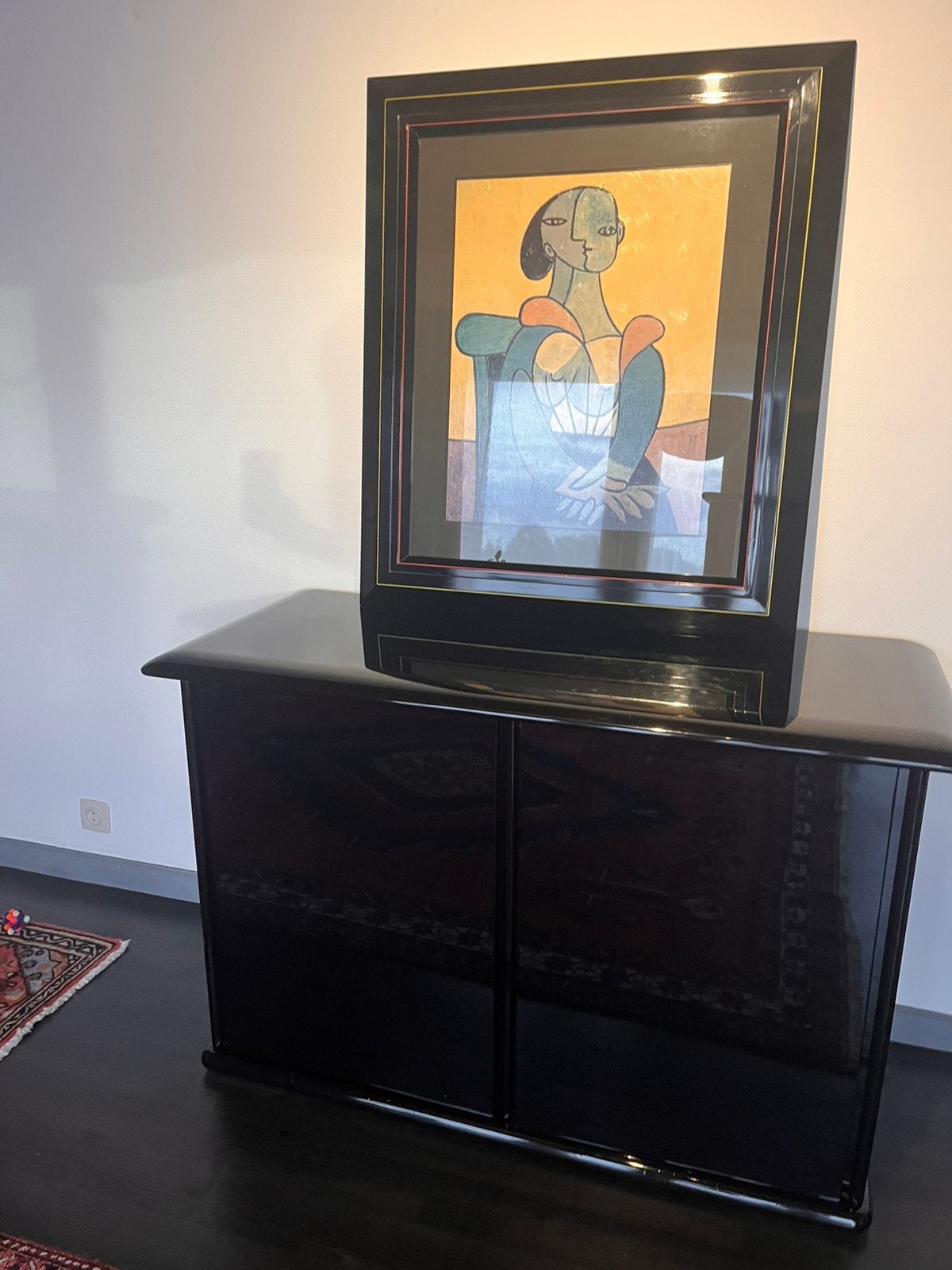 Design zwart gelakte kast en kader, Ophalen, Electisch, 50 tot 100 cm, Overige houtsoorten