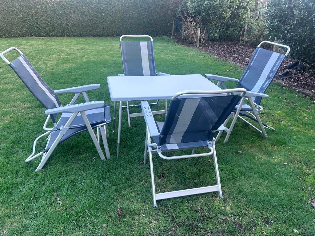 Kampeertafel+4 stoelen Umefa in erg goede staat, Caravans en Kamperen, Ophalen, Gebruikt, Campingmeubel-accessoire