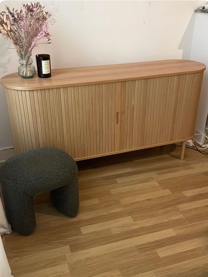 Dressoir Lyngvig 160cm, 2 tambour deuren- naturel eik, Ophalen, 150 tot 200 cm, Eikenhout, Scandinavisch