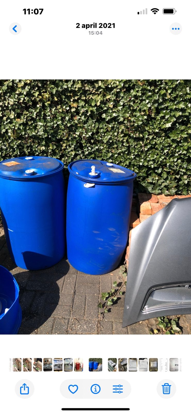 Plastieken ton 200 l, Tuin en Terras, Regentonnen, 150 liter of meer, Ophalen, Gebruikt, Kunststof