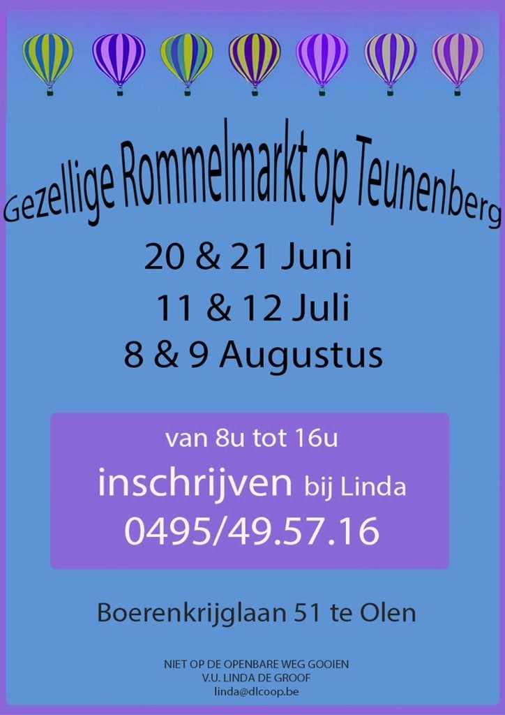 Rommelmarkt Olen 8 en 9 augustus