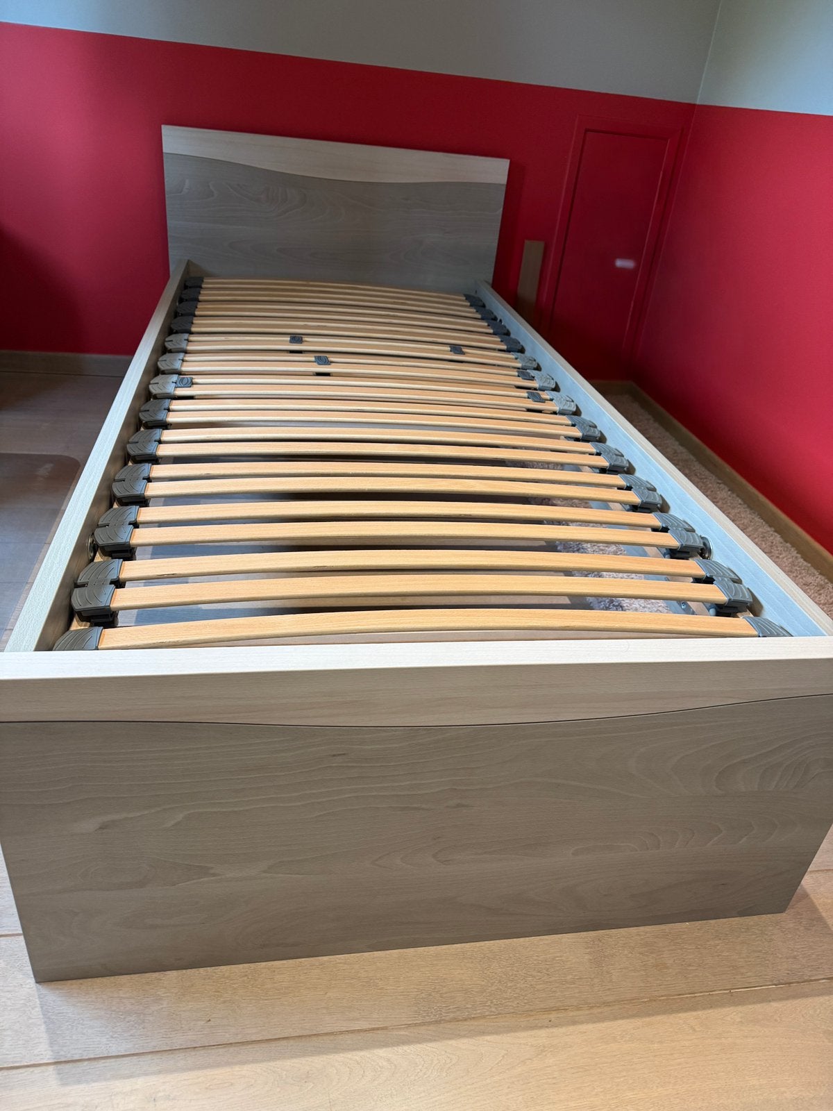 1 persoonsbed + lattoflex + nachtkastje, Ophalen, Gebruikt, 90 cm, Eenpersoons