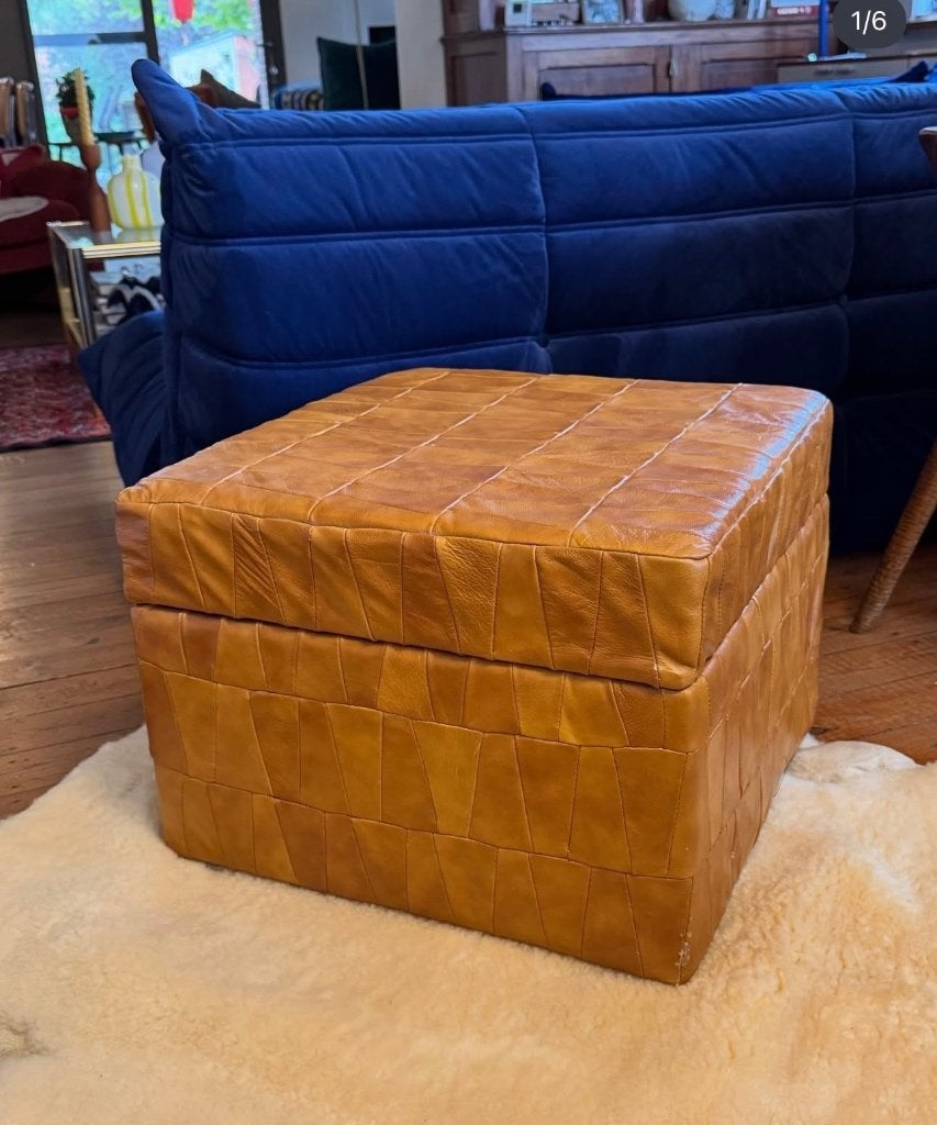 Pouf en cuir vintage, De Sede, Enlèvement ou Envoi, Bois