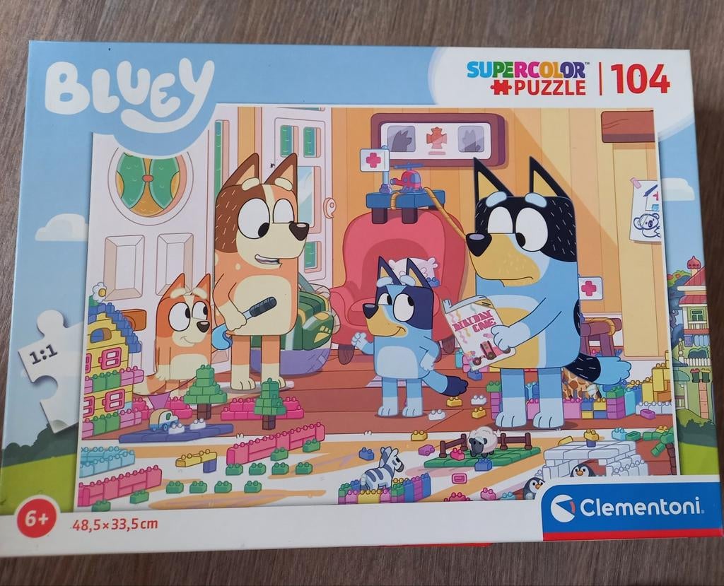 Pakket van 2 Puzzels Bluey 104 stuks, Kinderen en Baby's, Speelgoed | Kinderpuzzels, Ophalen, Meer dan 50 stukjes, Zo goed als nieuw