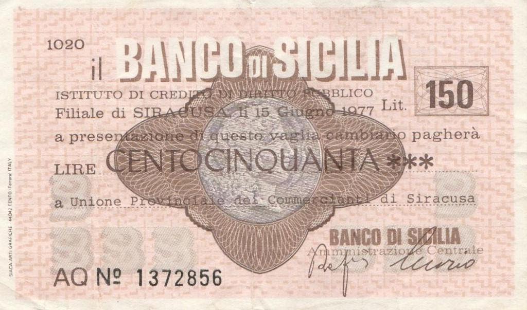 De Banco di Sicilia 1977 noodbankbiljetten (minicheques)set, Ophalen of Verzenden, Italië