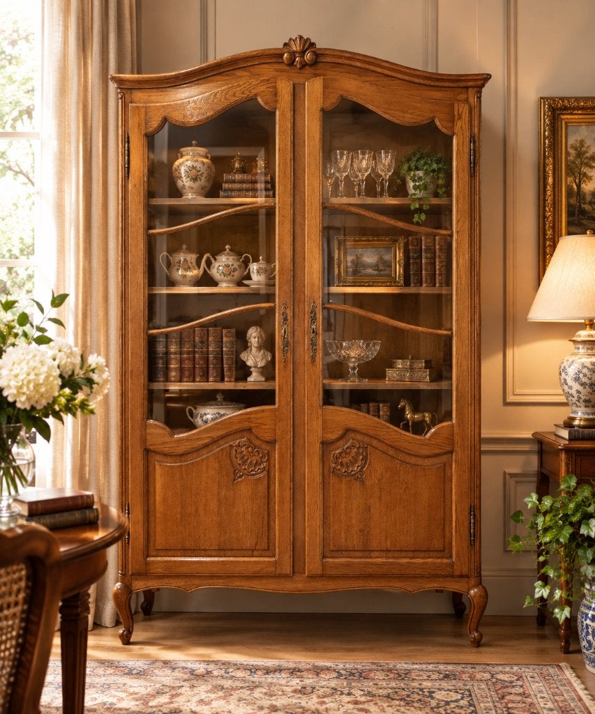 Louis XV Stijl vitrinekast. Het kan geleverd worden., Ophalen, Gebruikt, Eikenhout