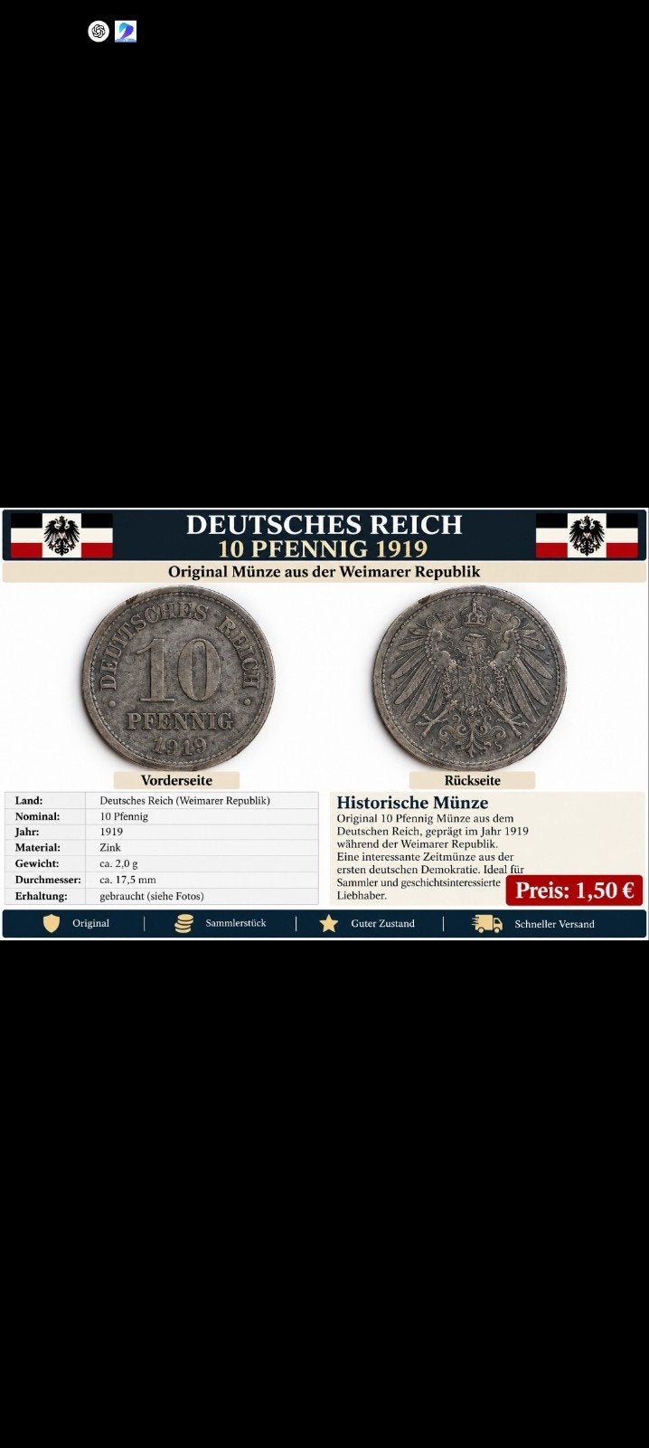 pièce de monnaie allemande, Timbres & Monnaies, Enlèvement ou Envoi