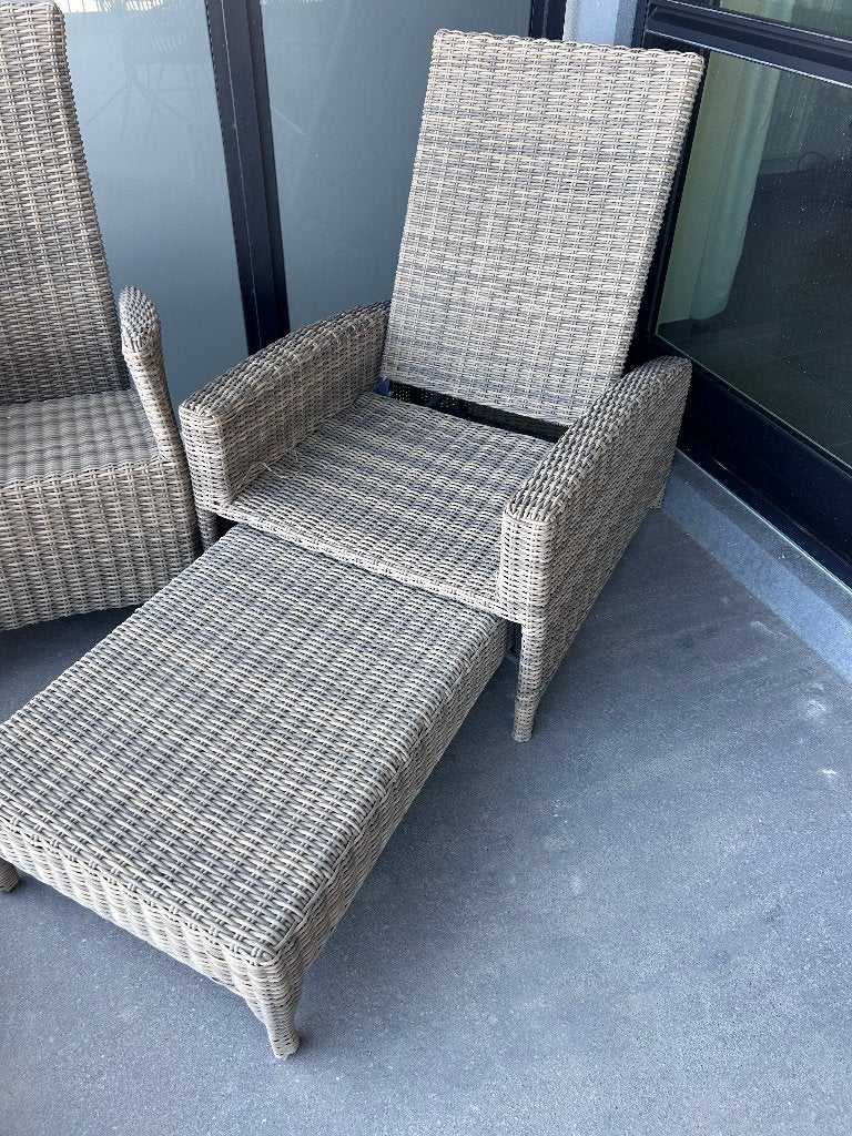 Luxe Wicker Tuinset - Bruin vlechtwerk - 8 delig, Ophalen, Zo goed als nieuw, Wicker, Tuinset