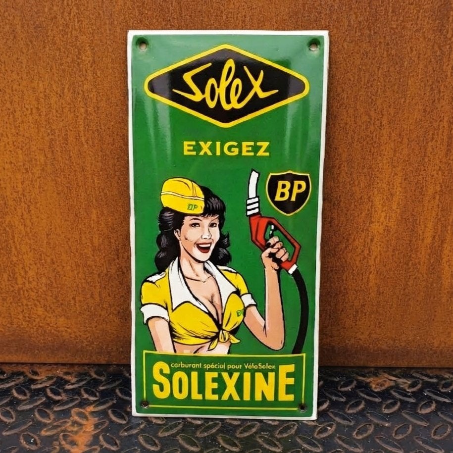 Emaille Reclamebord SOLEXINE BP Olie Gas Vintage Auto Garage, Verzenden, Gebruikt, Reclamebord