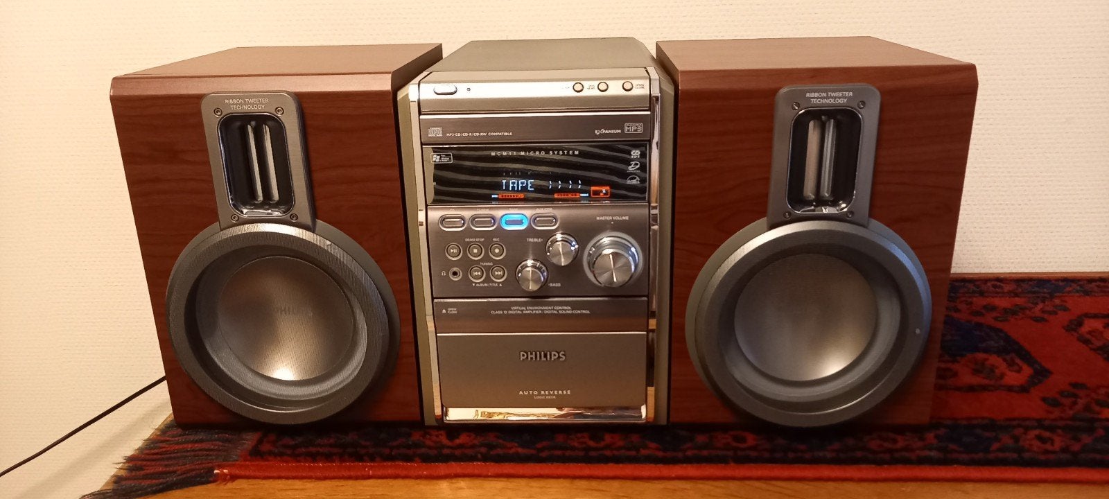 philips radio cassette cd met luidsprekers ribbon tweeters, Audio, Tv en Foto, Stereoketens, Ophalen, Philips, Gebruikt, Cassettedeck