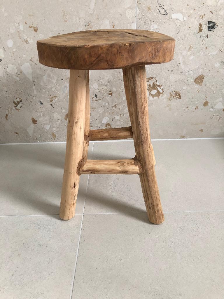 Massief houten krukje, Ophalen, Nieuw, Hout