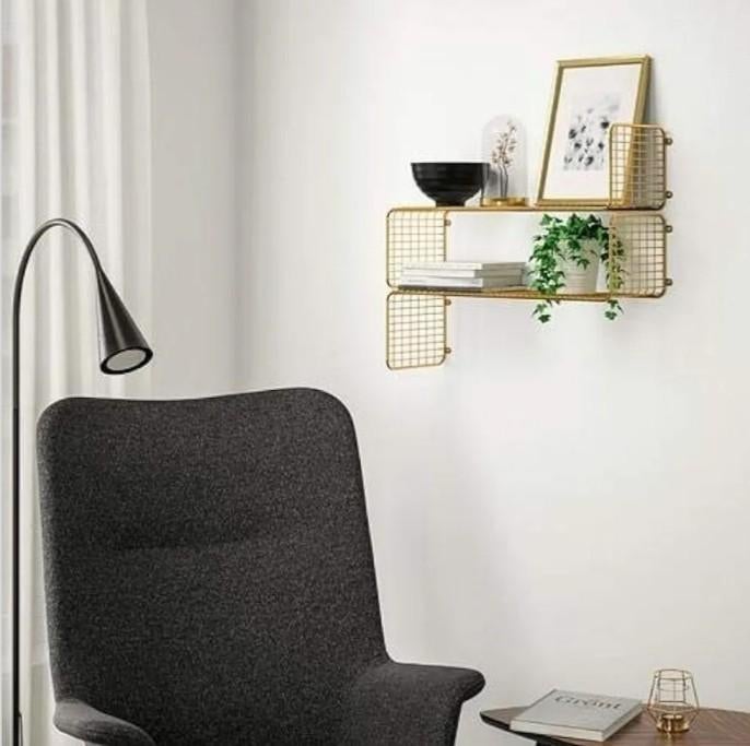 IKEA gouden wandrekjes set van 2 – nieuwstaat – met prijslab, Huis en Inrichting, Ophalen