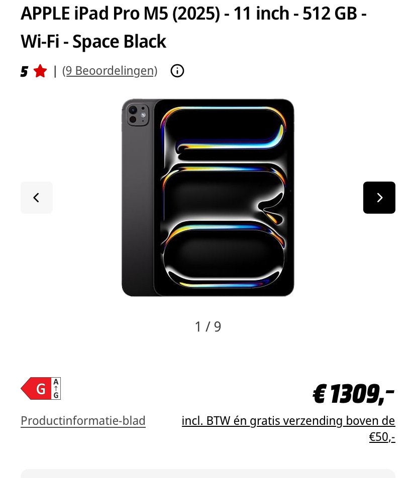 APPLE iPad Pro M5 (2025) - 11 inch - 512 GB, Computers en Software, Apple iPads, Ophalen, Zwart, 11 inch, Nieuw