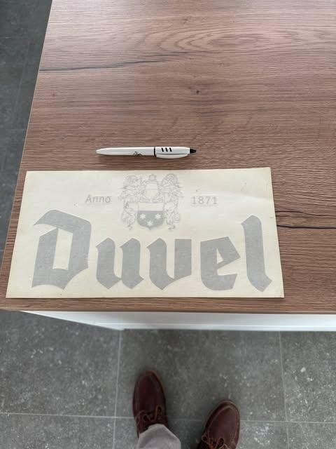 Autocollant Duvel lettres noires, Enlèvement ou Envoi, Comme neuf, Panneau, Plaque ou Plaquette publicitaire, Duvel