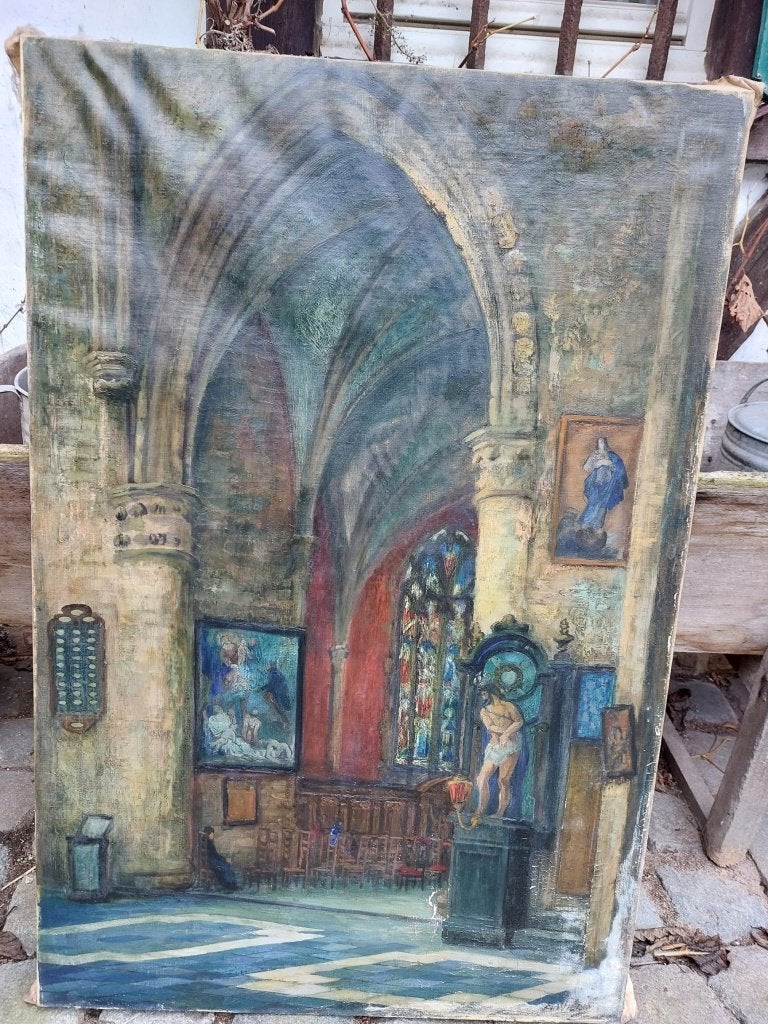 oude schilderij Dendermonde, begin 1900, Enlèvement