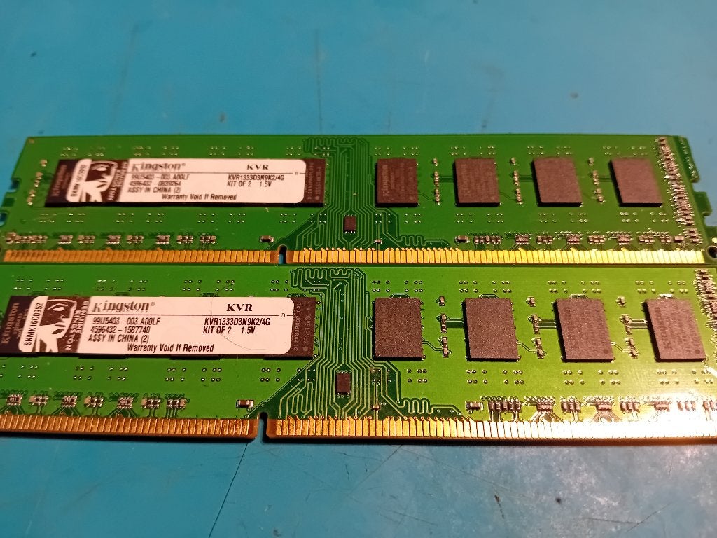 Kingston 4GB (2x 2GB) DDR3-1333 KVR1333D3N9K2/4G, Computers en Software, RAM geheugen, Gebruikt, DDR3, Ophalen of Verzenden, Desktop