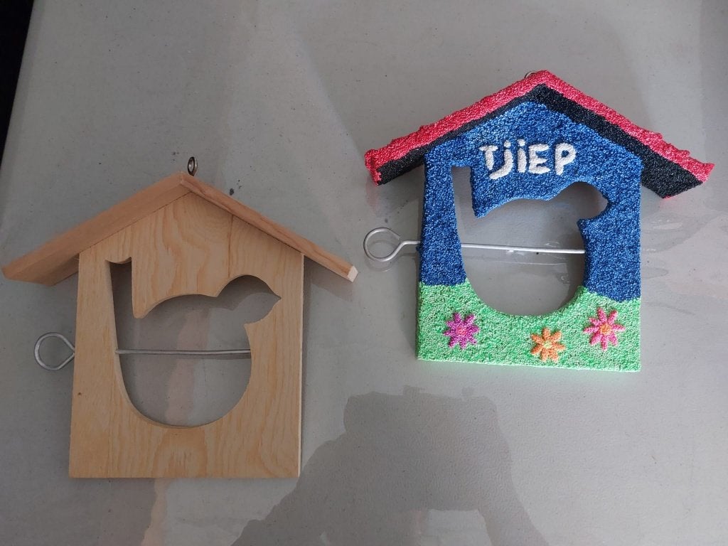 Houten huisje voor vogelvoer in te prikken (20 stuks), Ophalen, Nieuw, Hout, Knutselmateriaal
