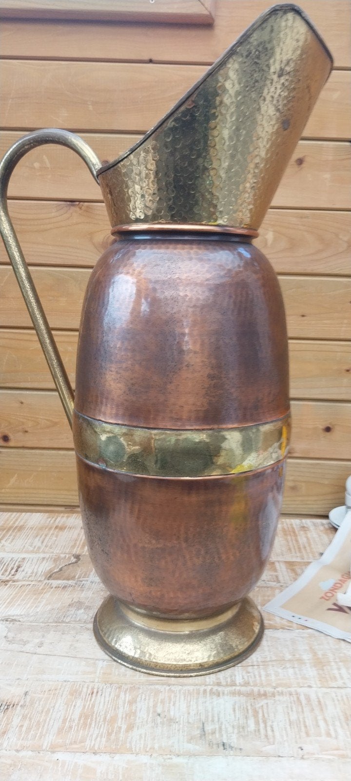 Ancien porte-parapluies vintage en cuivre., Enlèvement ou Envoi