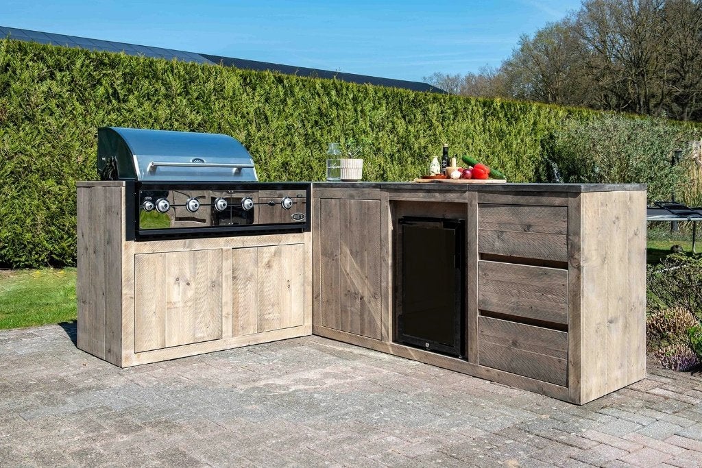 Solden: Prachtige hoekkeuken met Boretti BBQ en koelkast, Tuin en Terras, Ophalen of Verzenden, Nieuw