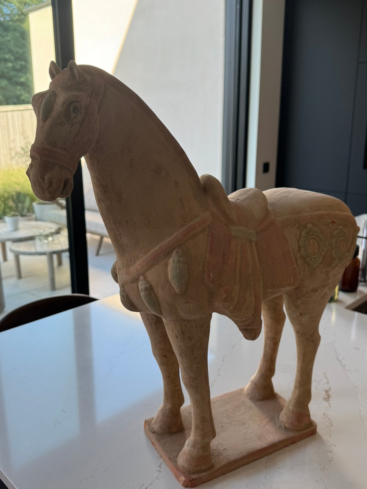 Flamant terracotta paard, Ophalen, Beige, Steen/keramiek, Landelijk
