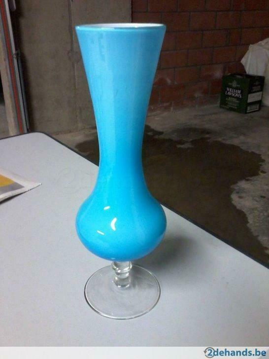 vaas blauw smal 25 cm H, Gebruikt