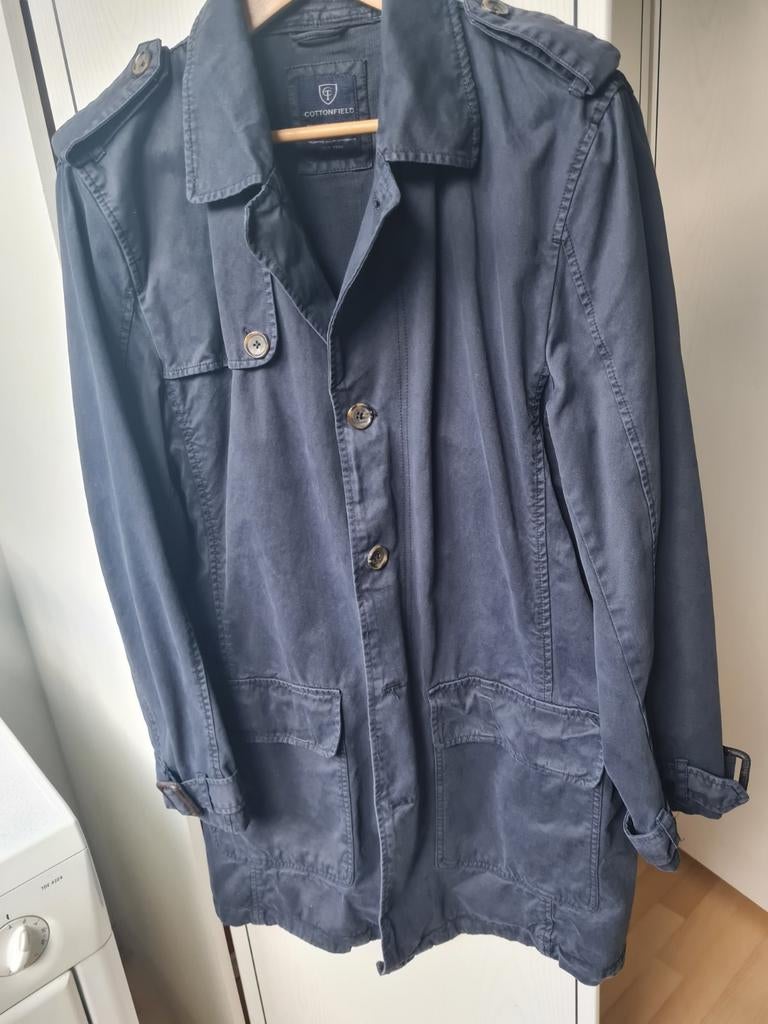 Cottonfield blauwe parka niet gevoerd mt L. Zie nog zoekers, Ophalen, Maat 52/54 (L), Blauw, Zo goed als nieuw