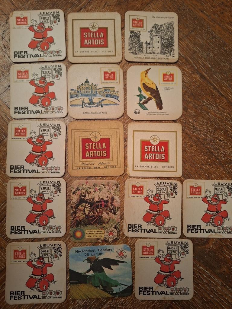 16x oude bierviltjes brouwerij AB Inbev Leuven Stella Artois, Verzamelen, Ophalen of Verzenden, Stella Artois