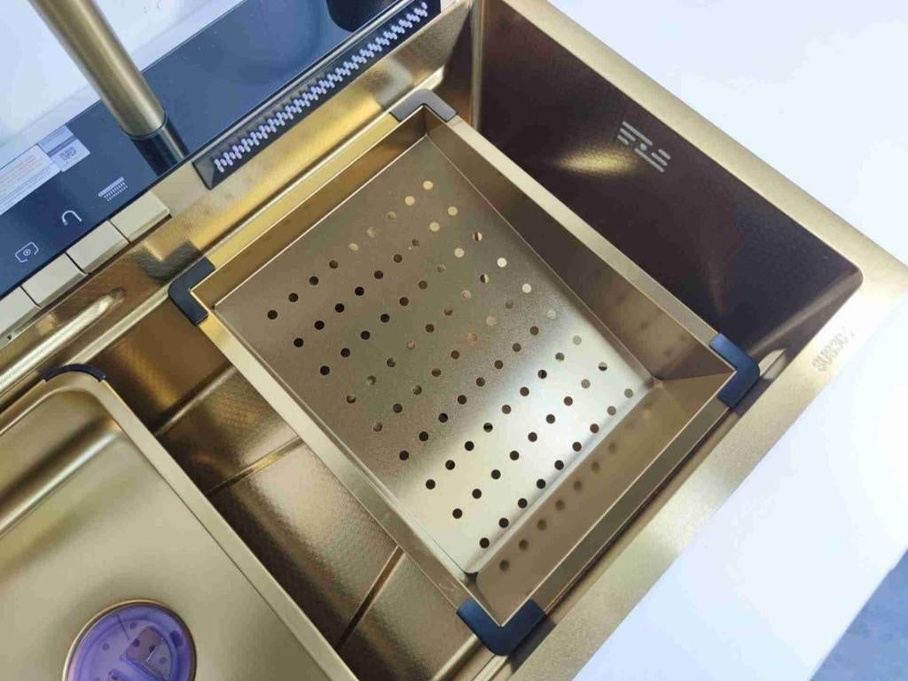 Évier de cuisine multifonction avec robinet cascade, Enlèvement, Neuf, Gris