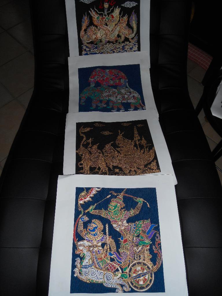 Thaise schilderijtje, soort batik, Ophalen of Verzenden