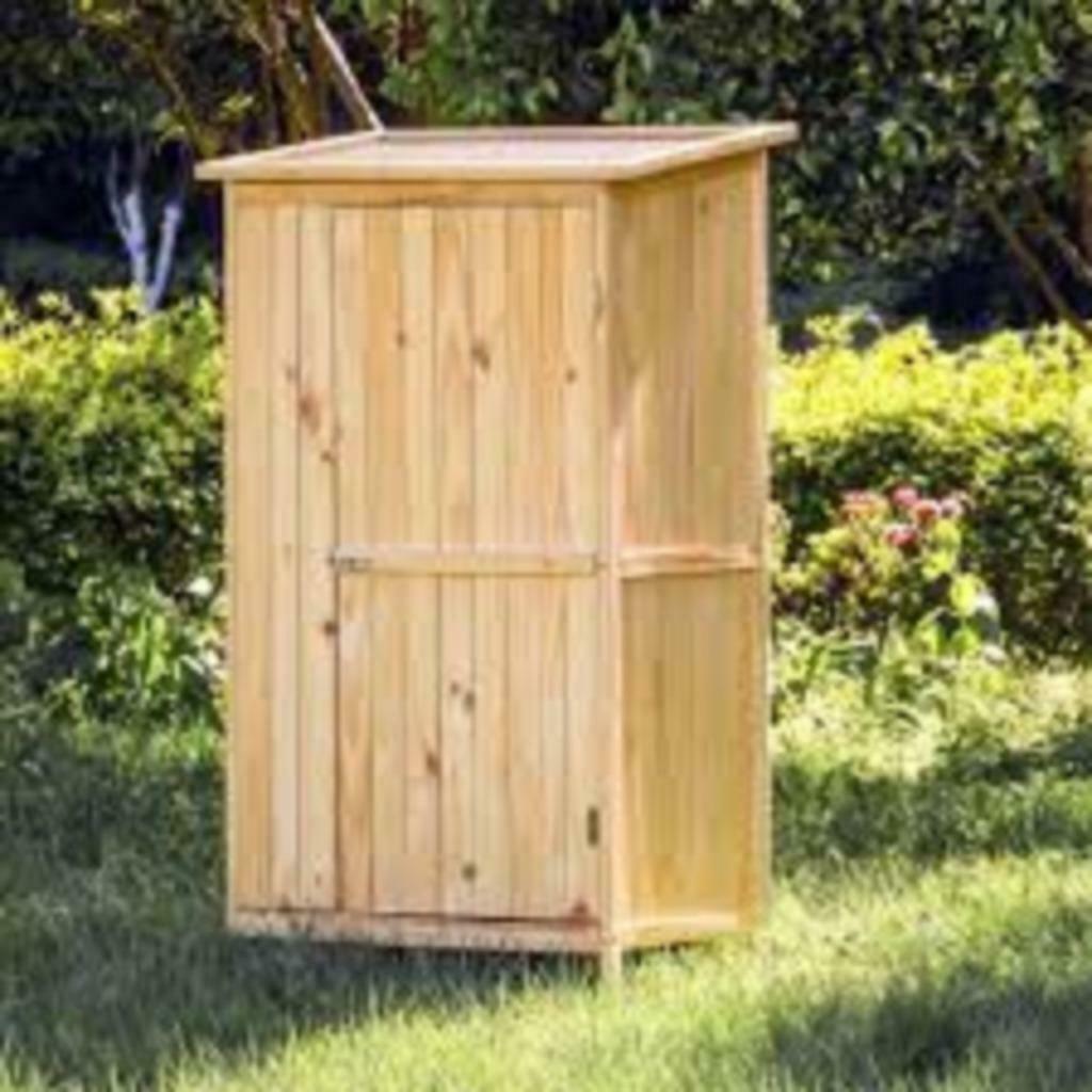 Armoire de jardin bois naturel grande armoire extérieur XXL, Envoi, Bois, Autres types
