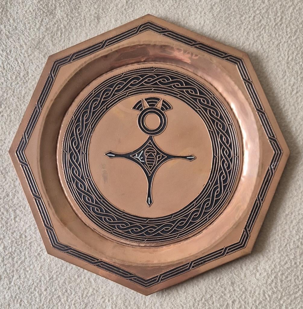 Koperen wandplaat – Keltische stijl – 28 cm – Vintage decor., Verzenden, Zo goed als nieuw