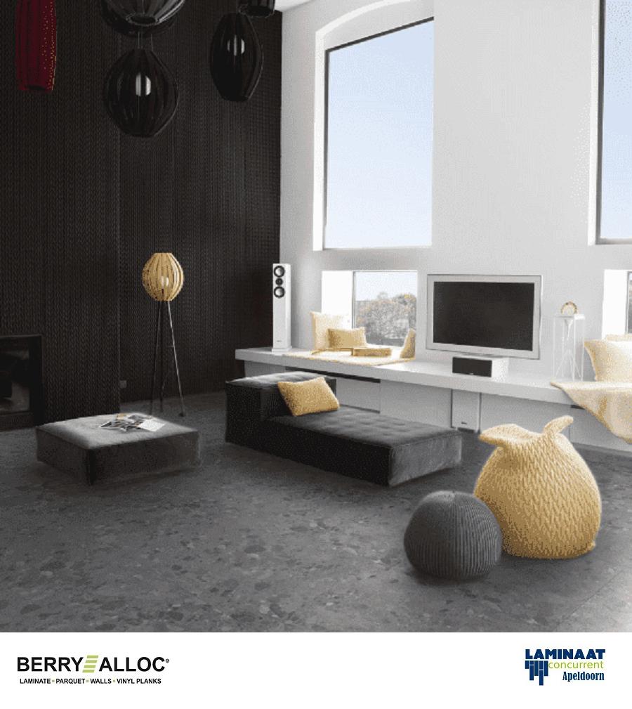 Pvc Dream Click Terrazzo Dark Grey 61cm lang X 61cm brede, 75 m² of meer, Pvc click tegel model terrazzo grey, Nieuw, Ophalen of Verzenden