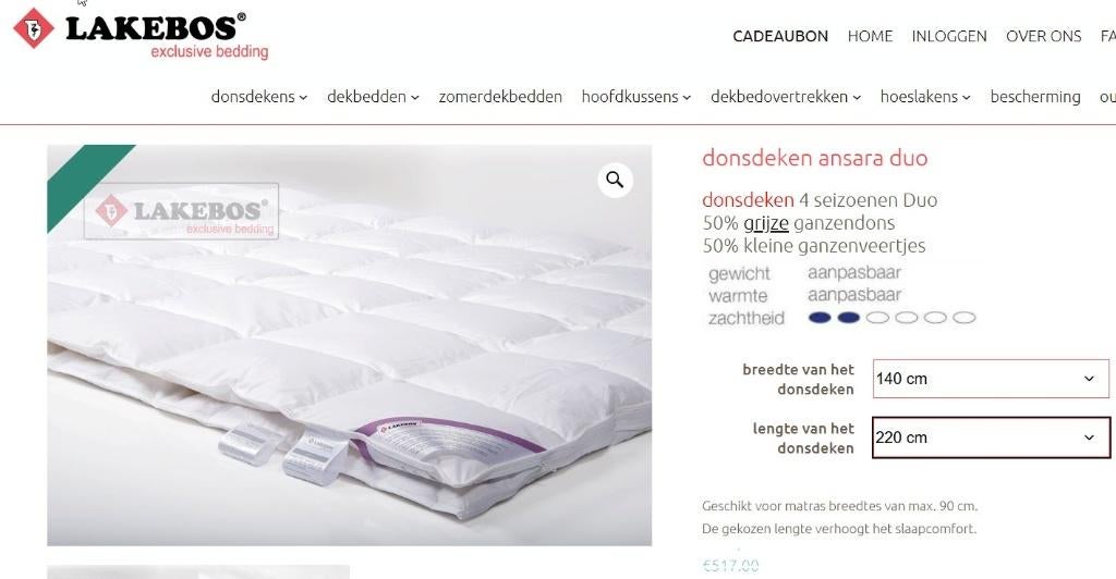 donsdeken NIEUW, Huis en Inrichting, Slaapkamer | Beddengoed, Ophalen, Eenpersoons, Wit, Nieuw