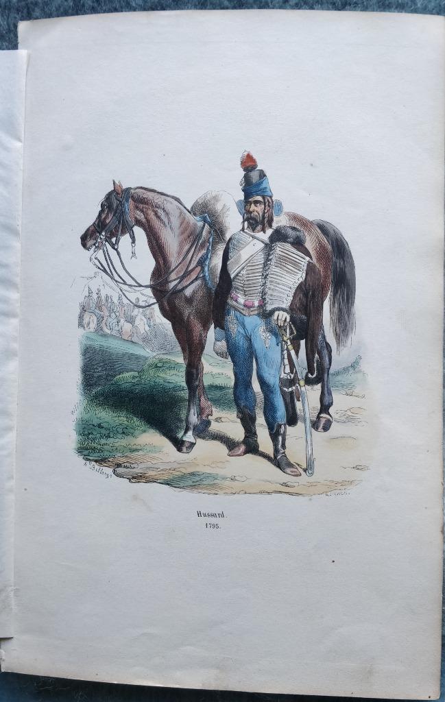 Gravure d'un hussard de 1795. France., Enlèvement ou Envoi, Armée de terre, Photo ou Poster