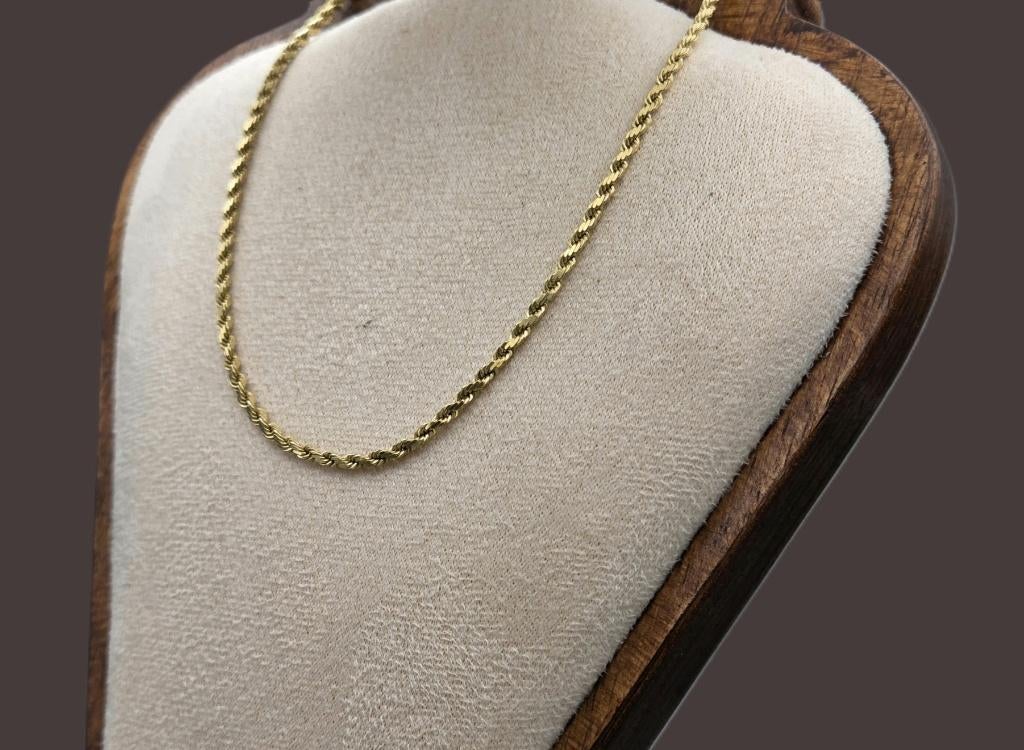 Gouden vintage rope/koord schakel ketting. 2026/76, Ophalen of Verzenden, Zo goed als nieuw, Goud, Goud