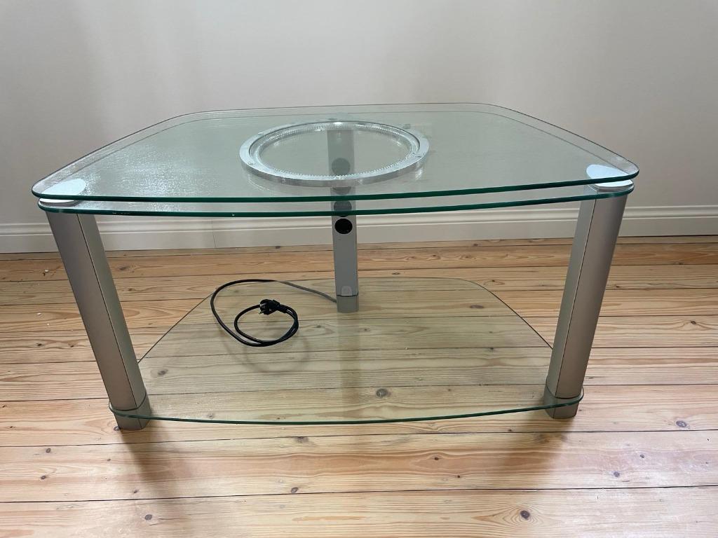 Draaibaar TV-meubel in glas, 25 à 50 cm, Moins de 100 cm, Comme neuf, Verre