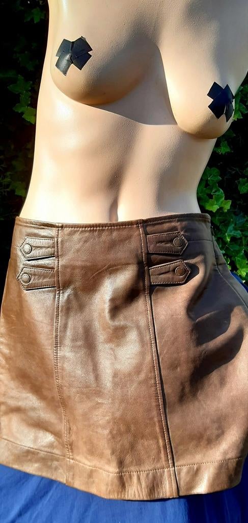 Bruine 100% Leren Rok, Maat 38/40 (M), Bruin, Ophalen of Verzenden, Zo goed als nieuw